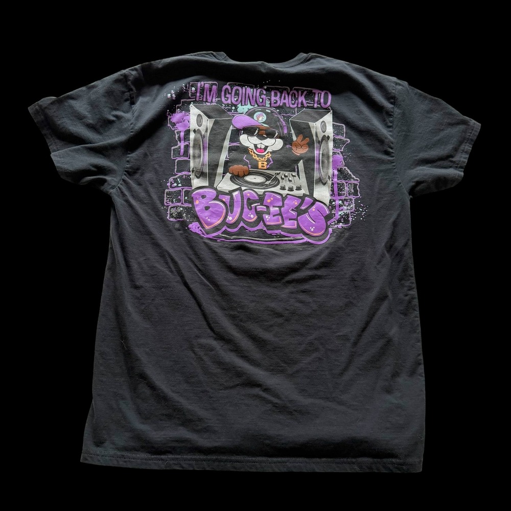 Buc-ee's DJ Beaver T-Shirt Black Short Sleeve Cotton Large L